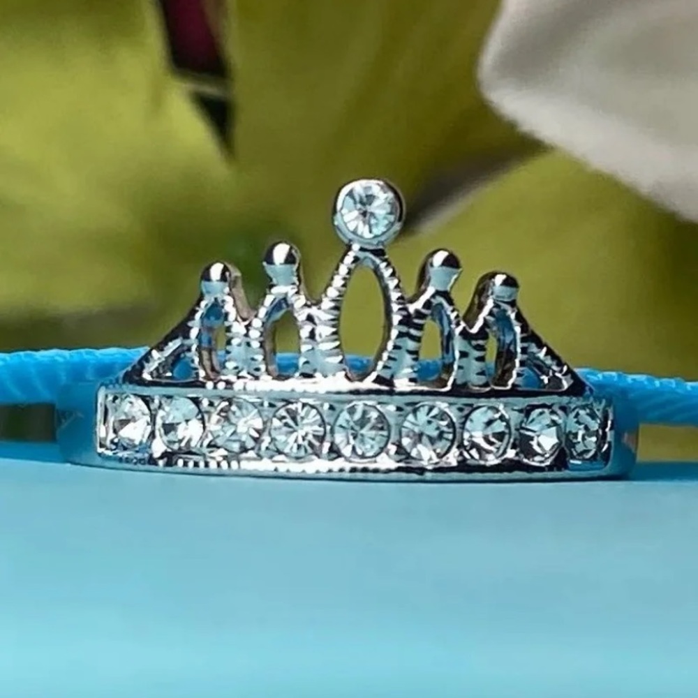 925 sterling silver/cz diamond princess crown ring